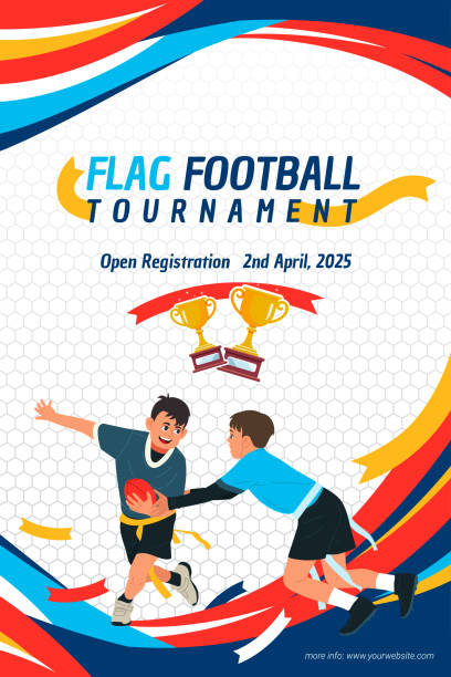 A vector illustration of Kids Flag Football Poster Banner
